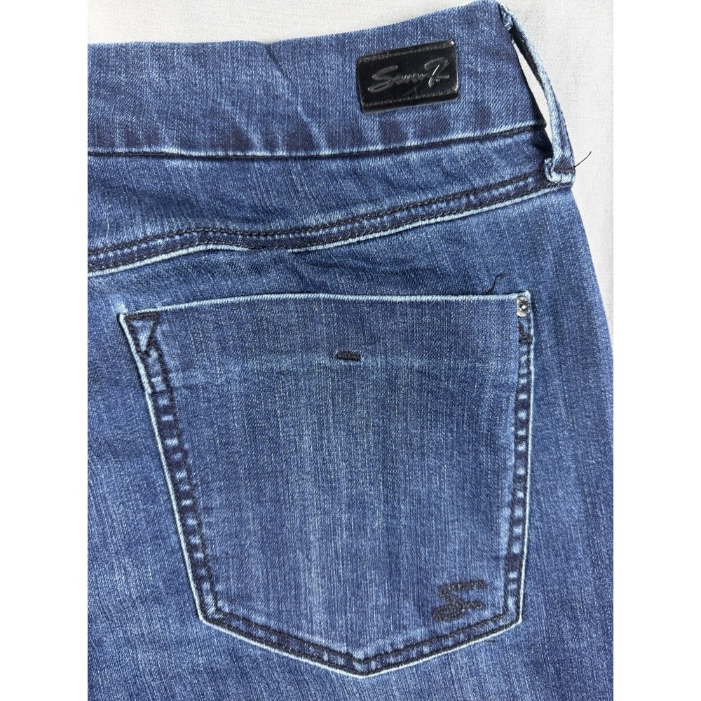 Womens 14 Bootcut Jeans Seven7 Dark Blue Tummyless High Rise Stretch Denim - Picture 5 of 14